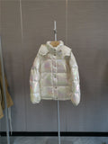 Moncler Iridescent White Short Down Coat — hero