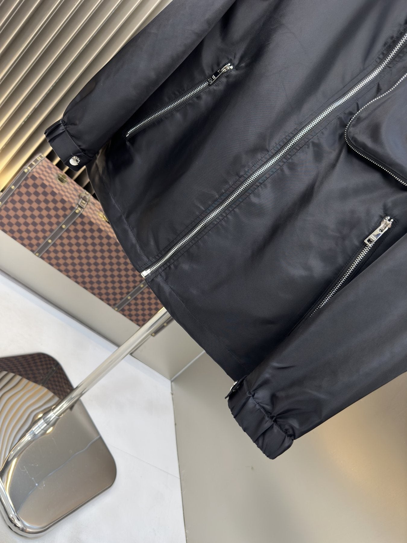 Prada Black Hooded Zip-Front Jacket — detail