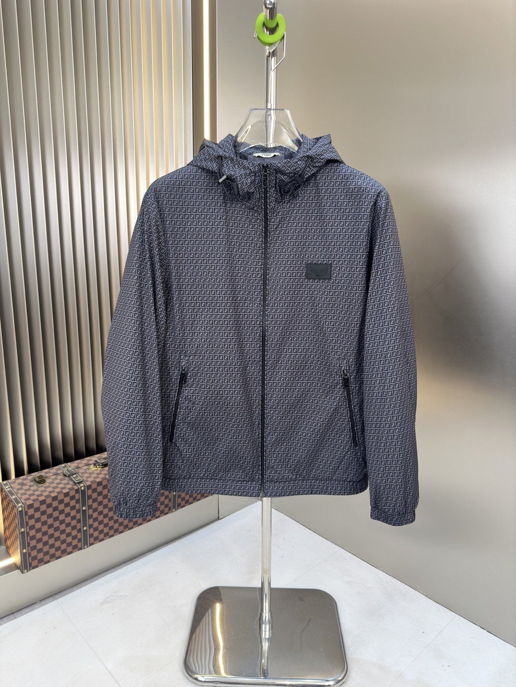 Fendi Micro-Pattern Hooded Zip Jacket — hero