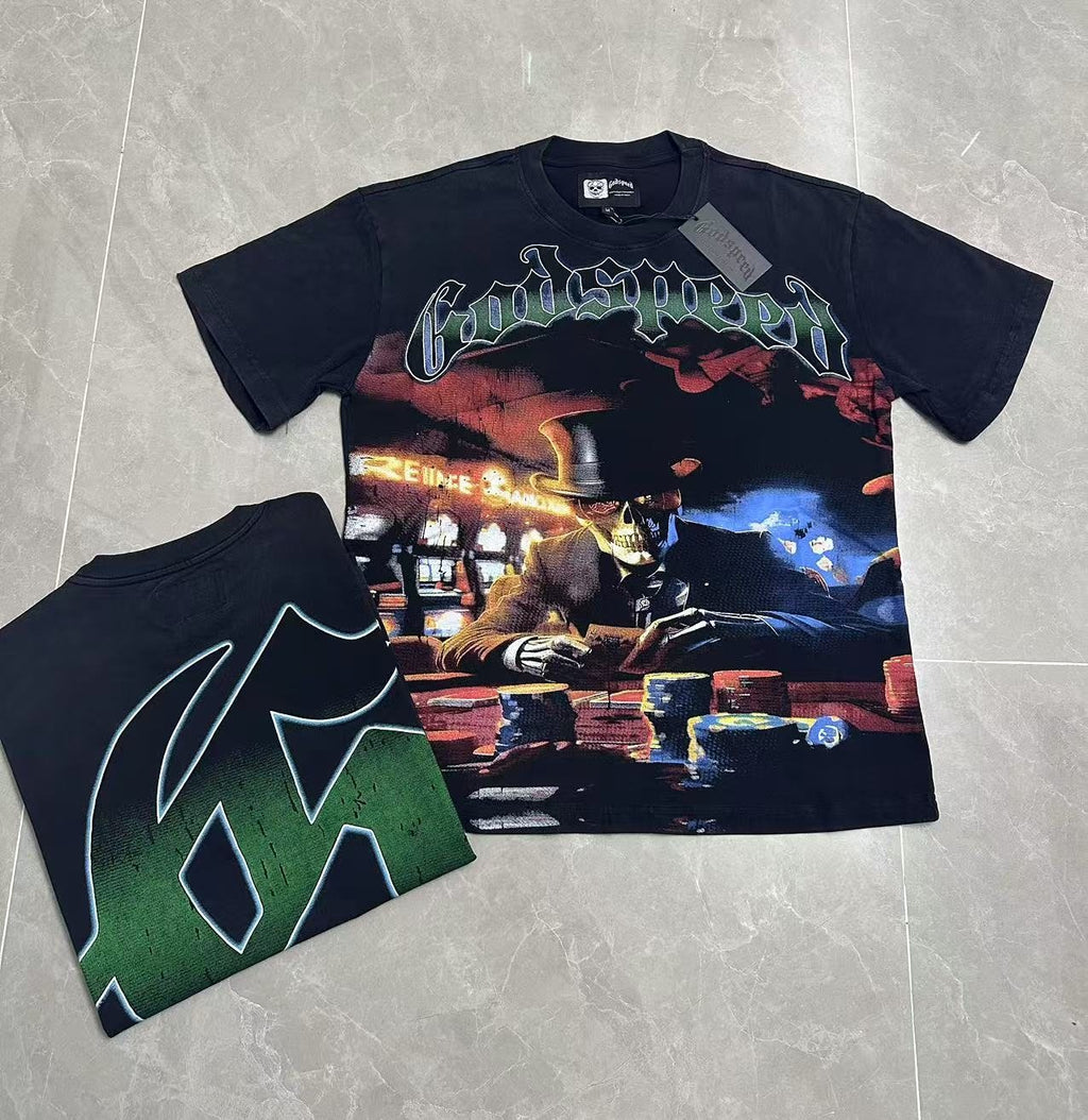 Godspeed Casino Skeleton Graphic T-Shirt — context