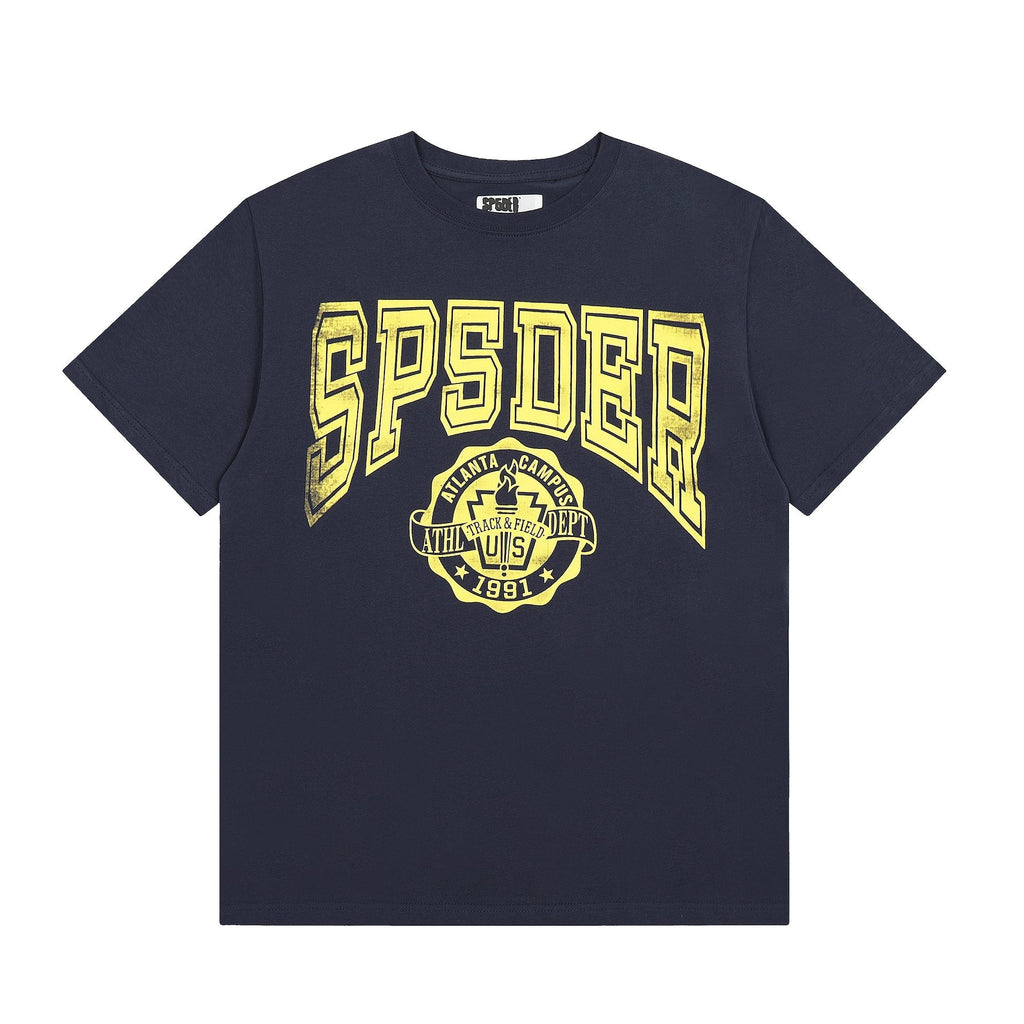 Sp5der Yellow Front Graphic Navy T-Shirt — hero
