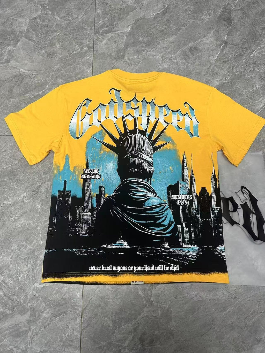Godspeed Yellow Statue of Liberty Graphic T-Shirt — back