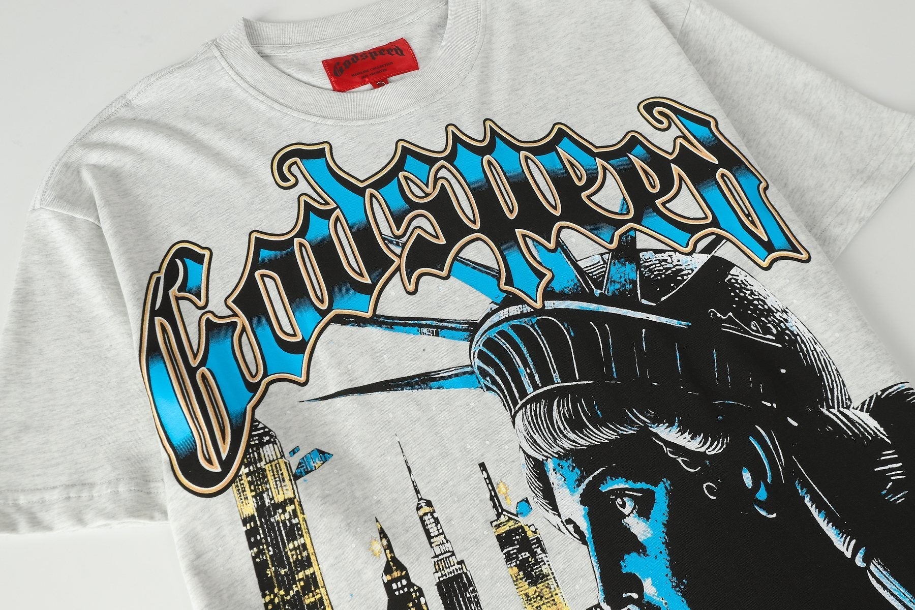 Godspeed Statue of Liberty City Graphic T-Shirt — detail