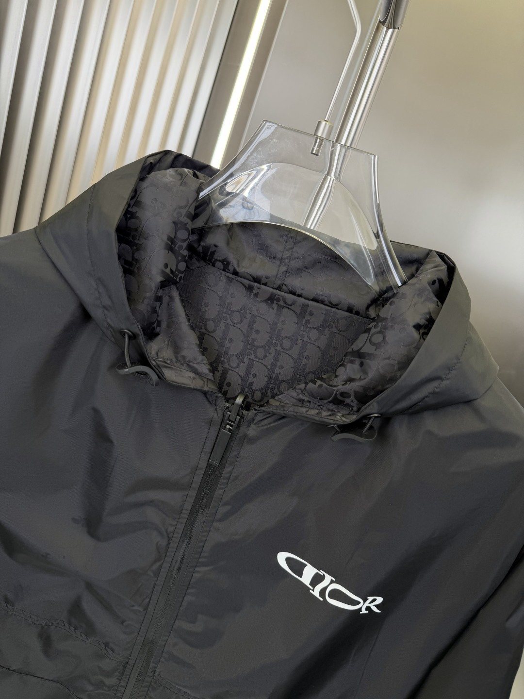 Dior Wordmark Panel Hooded Windbreaker — detail