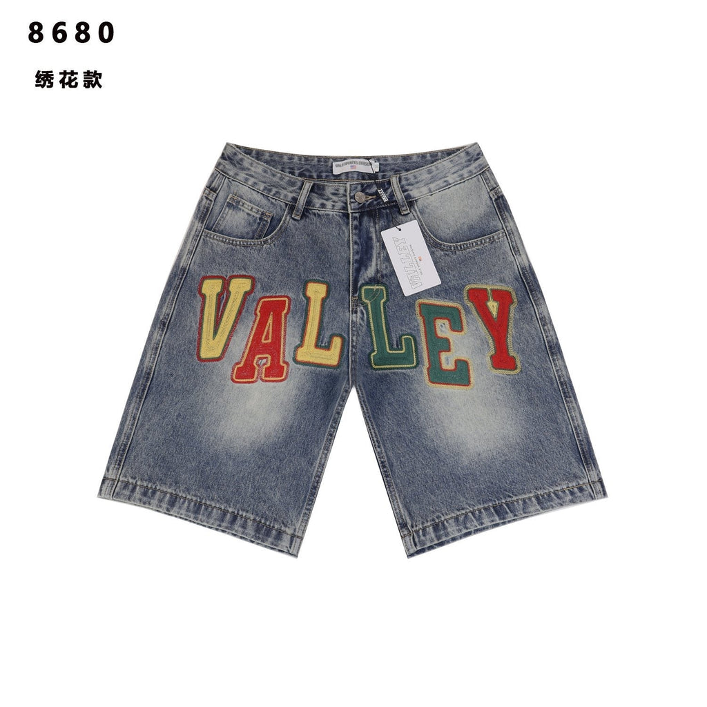 VALLEY Multicolor Embroidered Denim Shorts — hero