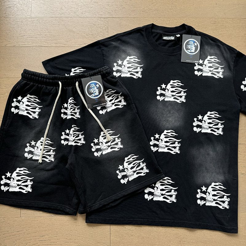 Hellstar Allover Logo T-Shirt & Shorts Set — front