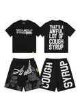 THAT'S A AWFUL LOT OF COUGH SYRUP Minimal Text Short-Sleeve Set — front