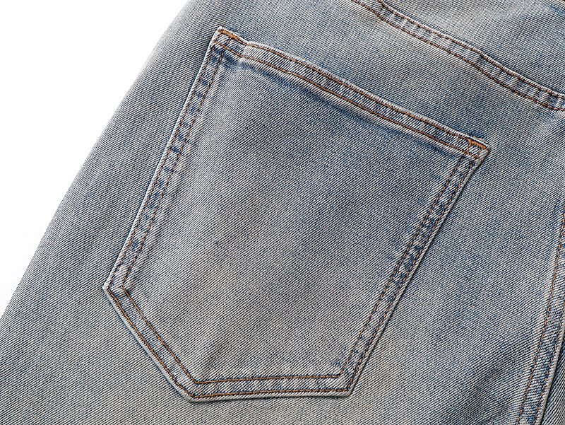 VALABASAS Light Blue Rhinestone Flared Jeans — detail