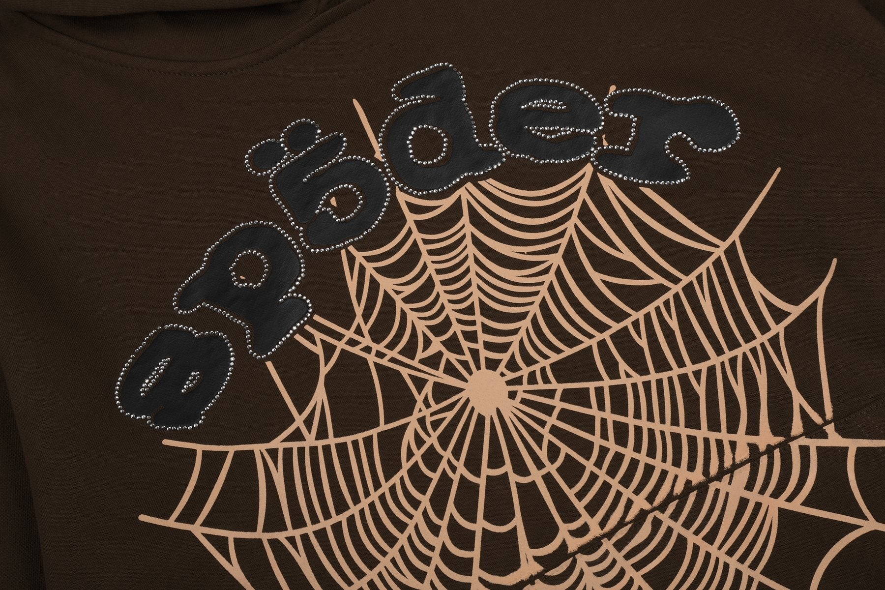 Sp5der Brown Spiderweb Hoodie & Sweatpants Matching Set — detail