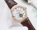 Omega Rose Gold Brown White Dial Strap Watch — hero