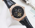 Omega Rose Gold Black Dial Strap Watch — hero