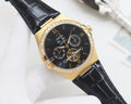 Omega Gold Black Dial Strap Watch — hero