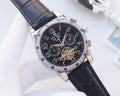 Patek Philippe Silver Blue Black Dial Leather Strap Watch — hero