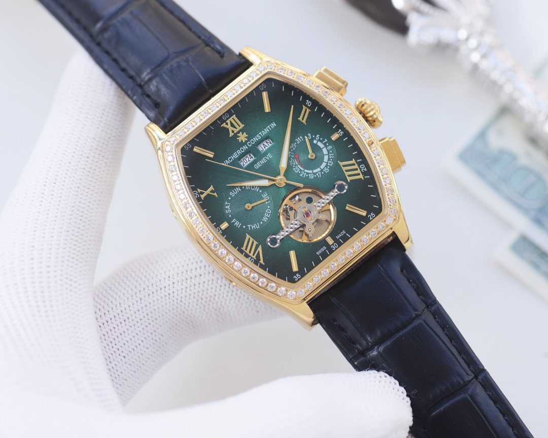 Vacheron Constantin Gold Green Blue Dial Strap Watch — hero