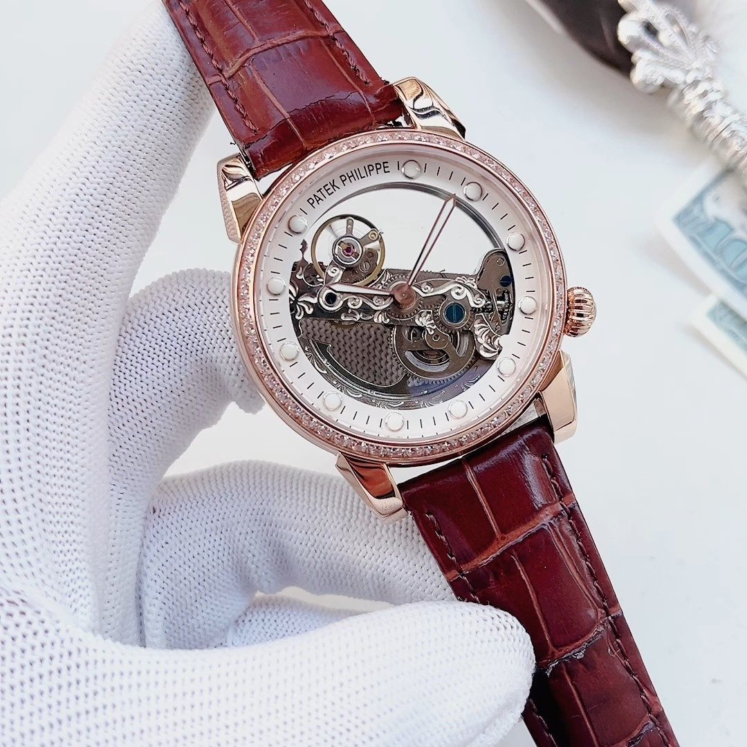 Patek Philippe Rose Gold Burgundy Strap Watch — hero