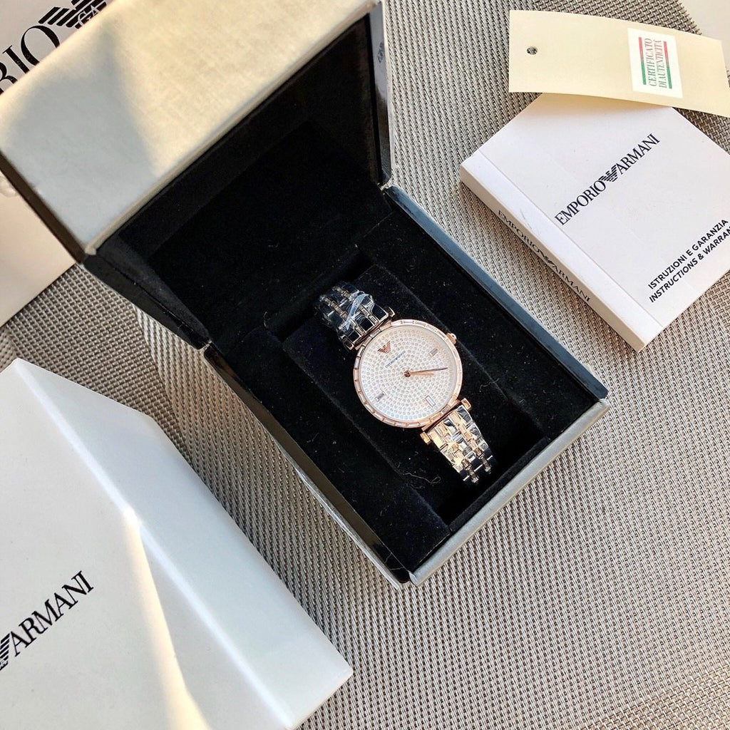 EMPORIO ARMANI Crystal Dial Two-Tone Watch — front
