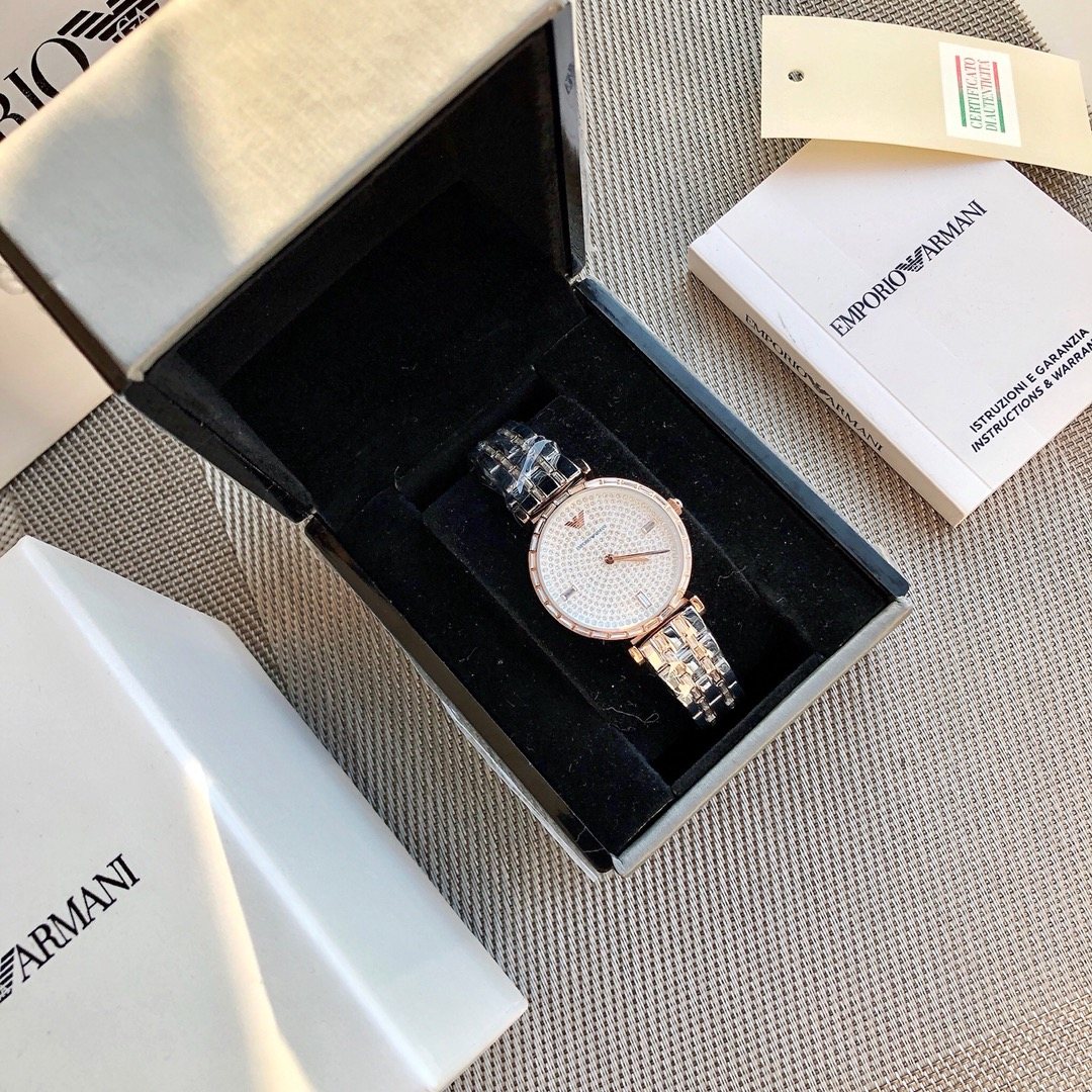 EMPORIO ARMANI Crystal Dial Two-Tone Watch — front