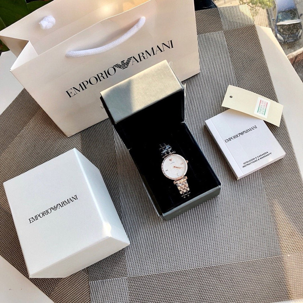EMPORIO ARMANI Crystal Dial Two-Tone Watch — front