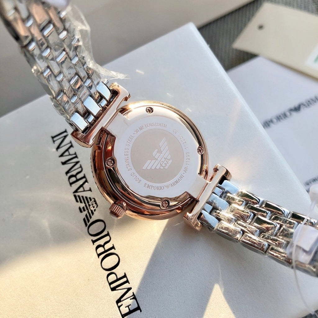 EMPORIO ARMANI Crystal Dial Two-Tone Watch — detail