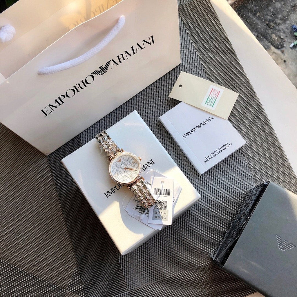 EMPORIO ARMANI Crystal Dial Two-Tone Watch — front