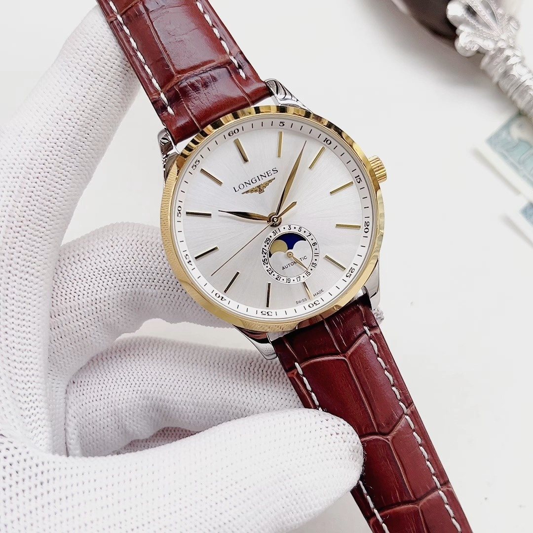 Longines Gold-Tone Burgundy Strap Watch — hero