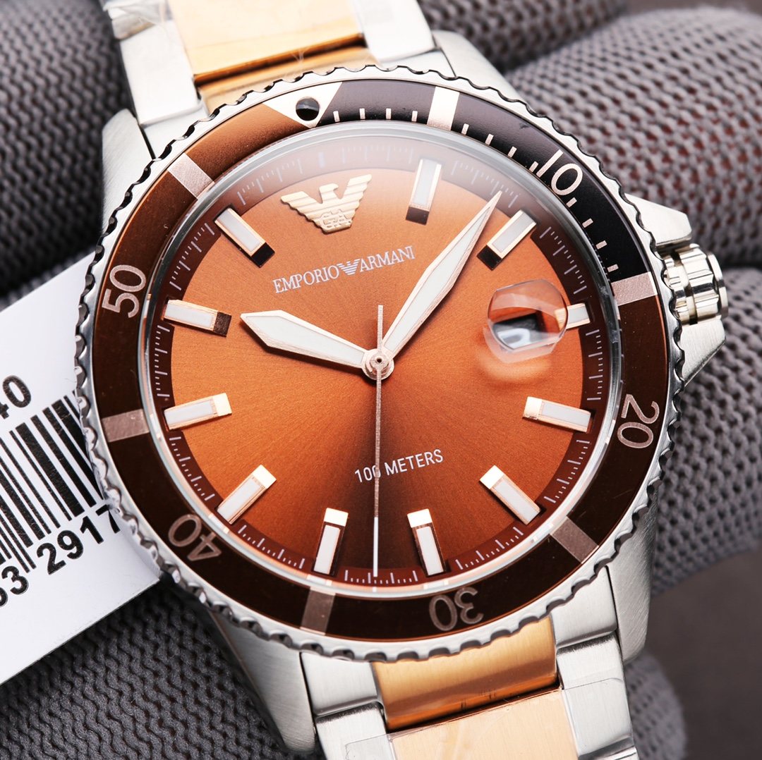 EMPORIO ARMANI Copper-Orange Dial Watch — front