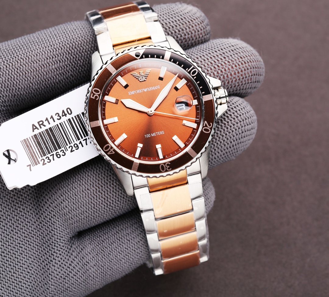 EMPORIO ARMANI Copper-Orange Dial Watch — front