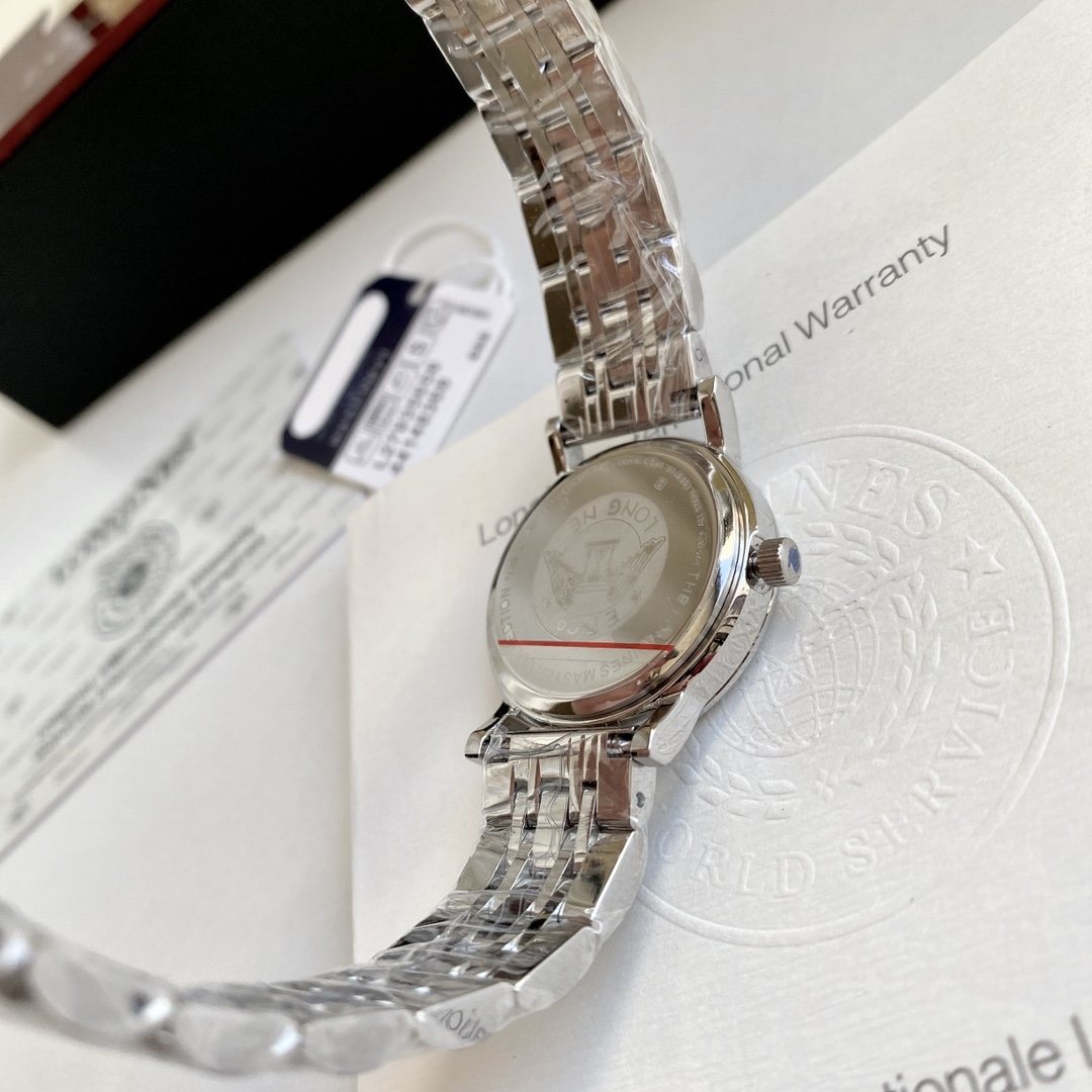 Longines Rose Gold Silver Bracelet Couple Watch Set — back