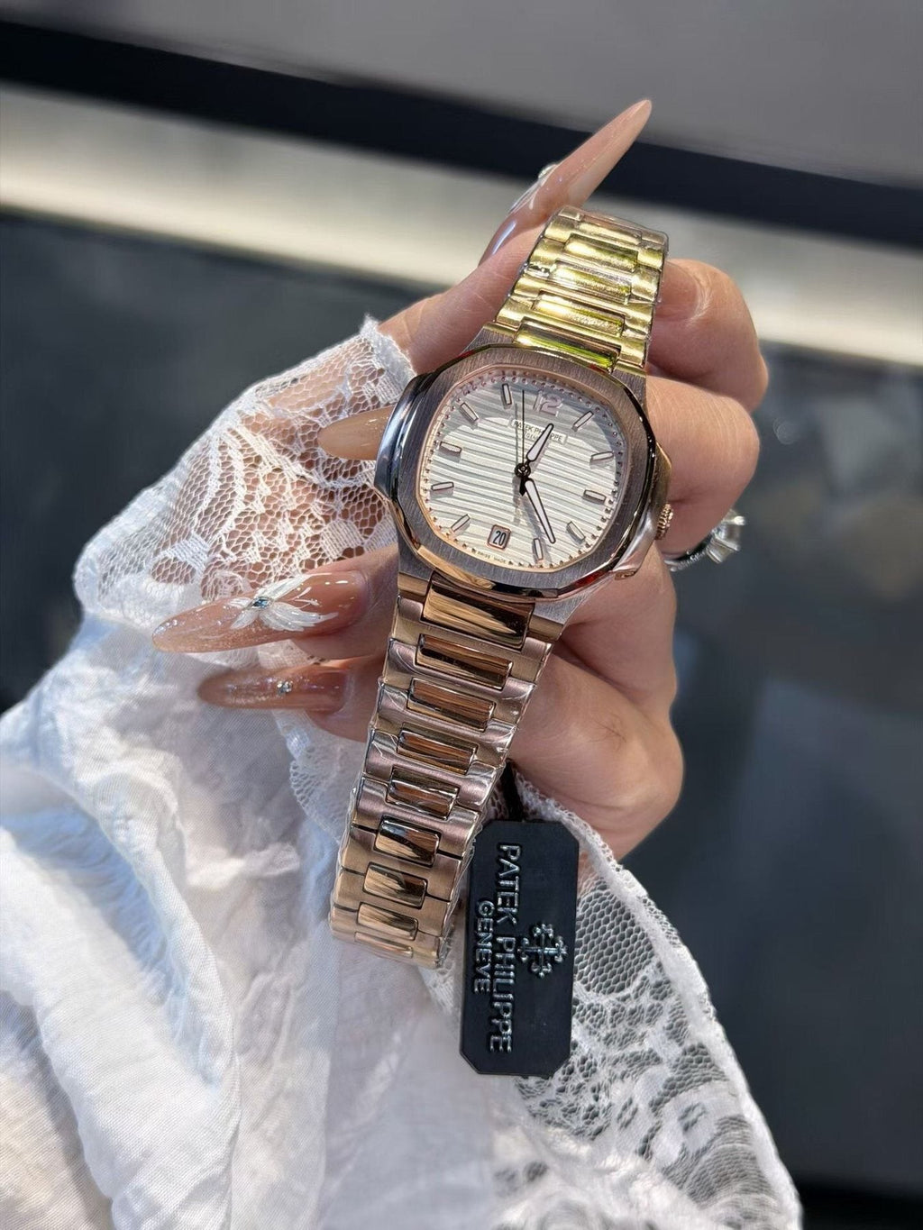 Patek Philippe White Dial Rose Gold Watch — front