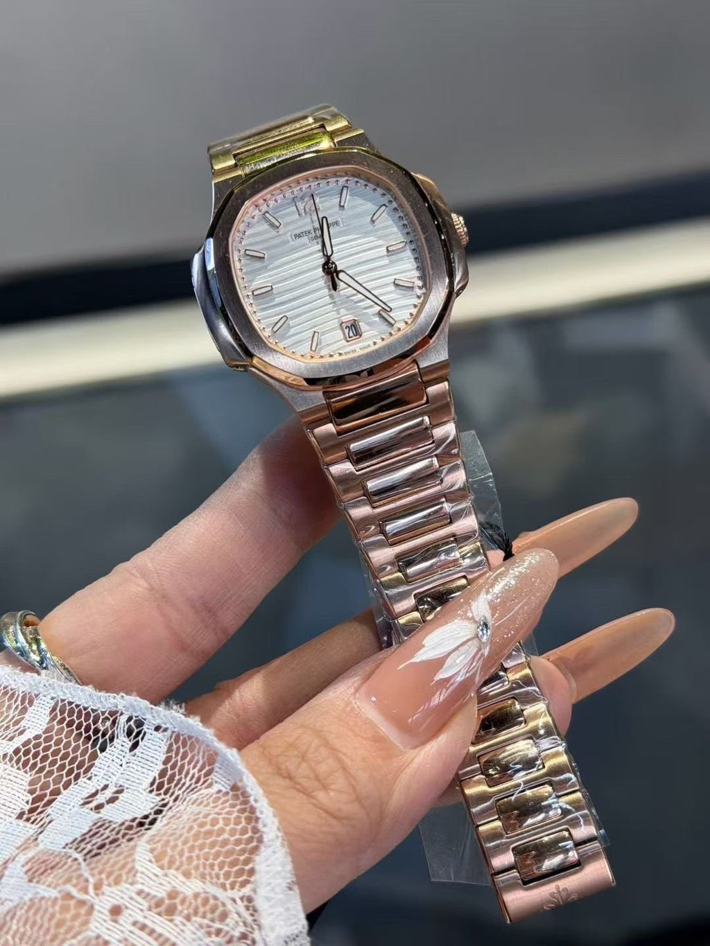 Patek Philippe White Dial Rose Gold Watch — front