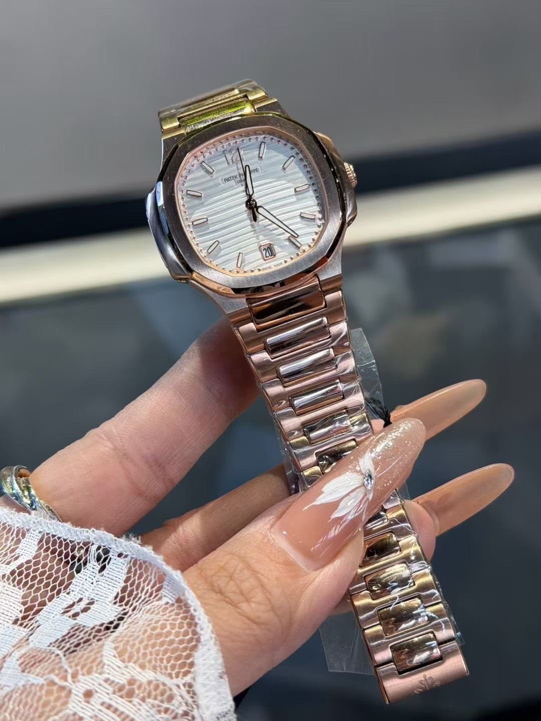 Patek Philippe White Dial Rose Gold Watch — front