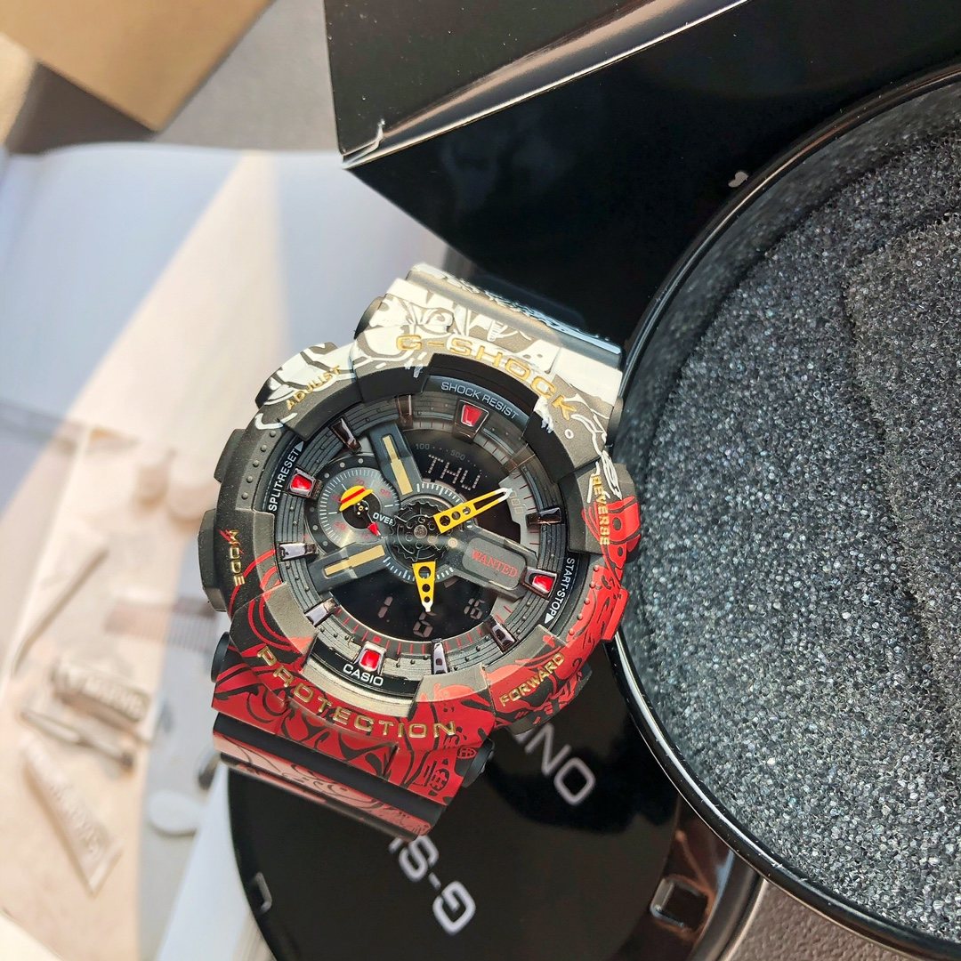CASIO Black Dial Patterned Strap Watch — side