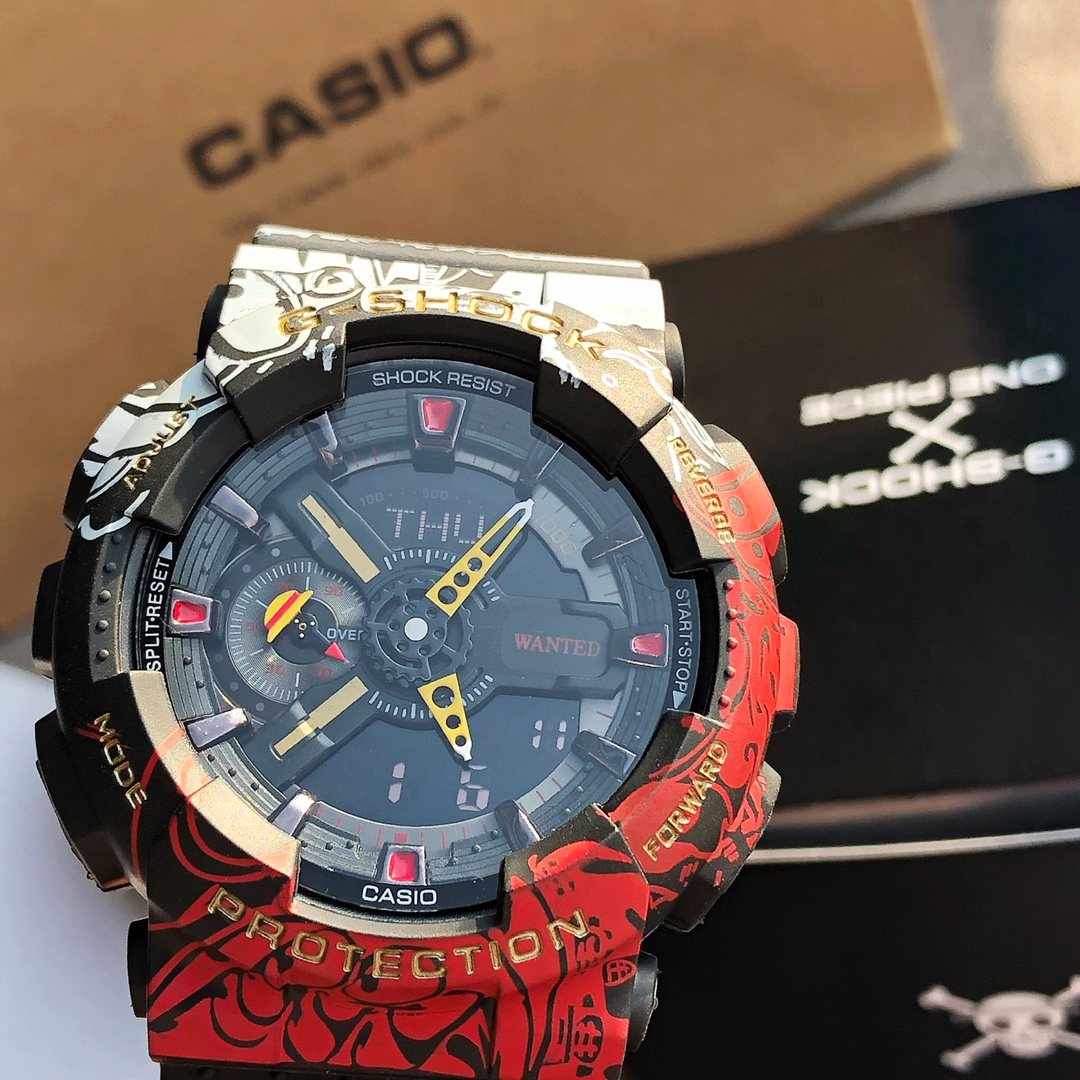 CASIO Black Dial Patterned Strap Watch — hero