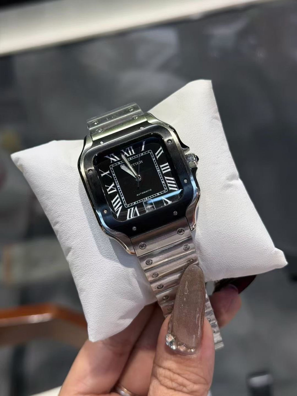 Cartier Black Dial Bracelet Watch — front