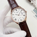 Longines Rose Gold-Tone Brown Strap Watch — hero