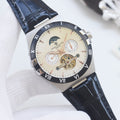 Patek Philippe Black Silver Leather Strap Watch — hero