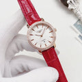 Longines Red Leather Strap Watch — hero