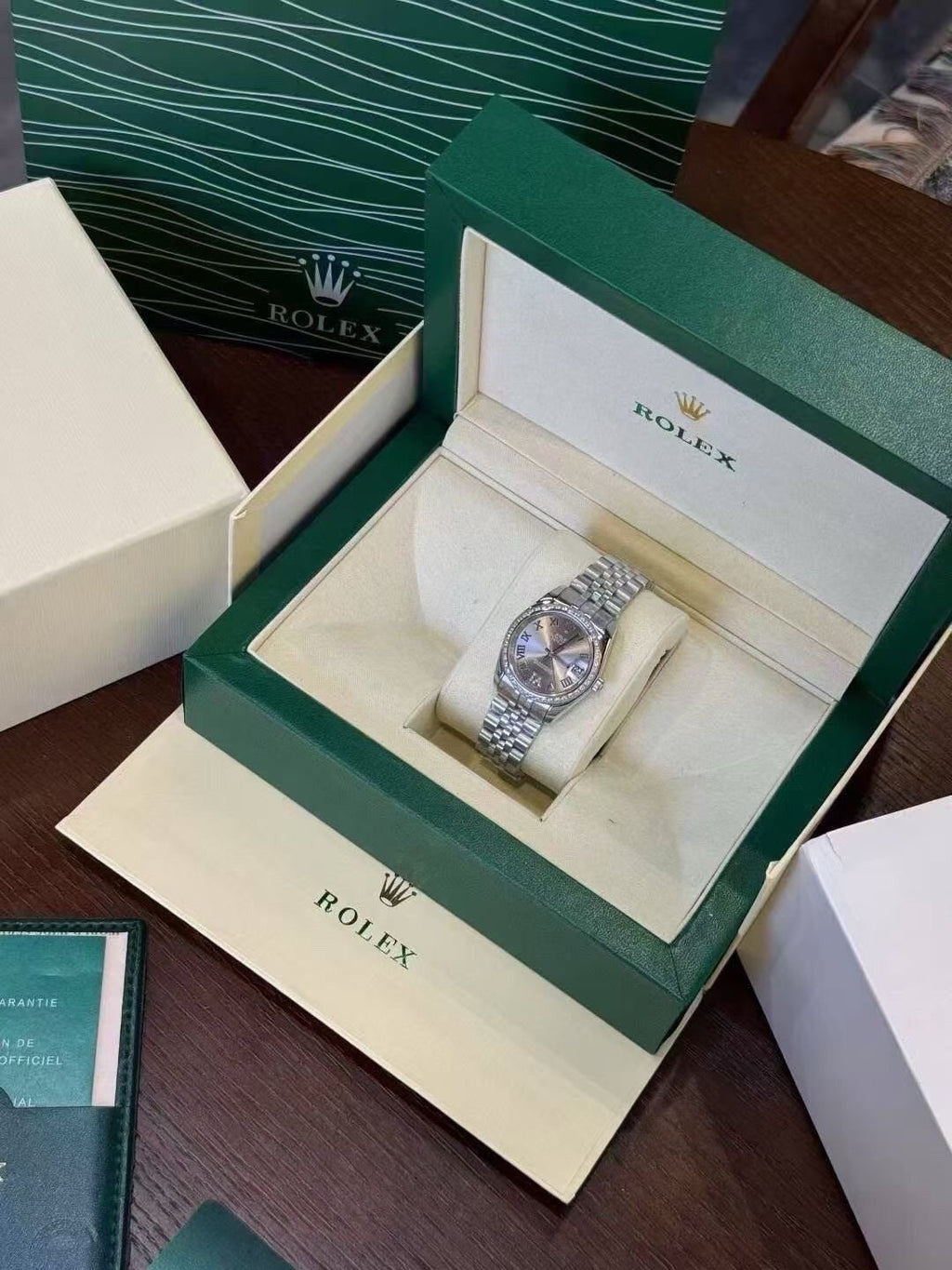 Rolex Gray Roman Dial Watch — front