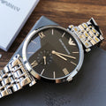 EMPORIO ARMANI Black Dial Metal-Link Watch — hero