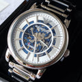 EMPORIO ARMANI Blue Skeleton Dial Watch — hero