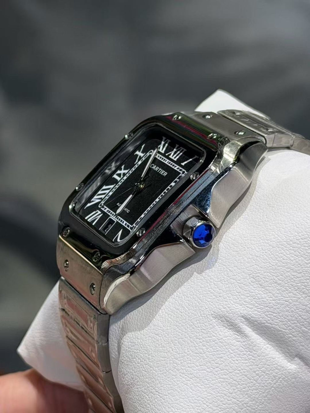 Cartier Black Dial Square Watch — side