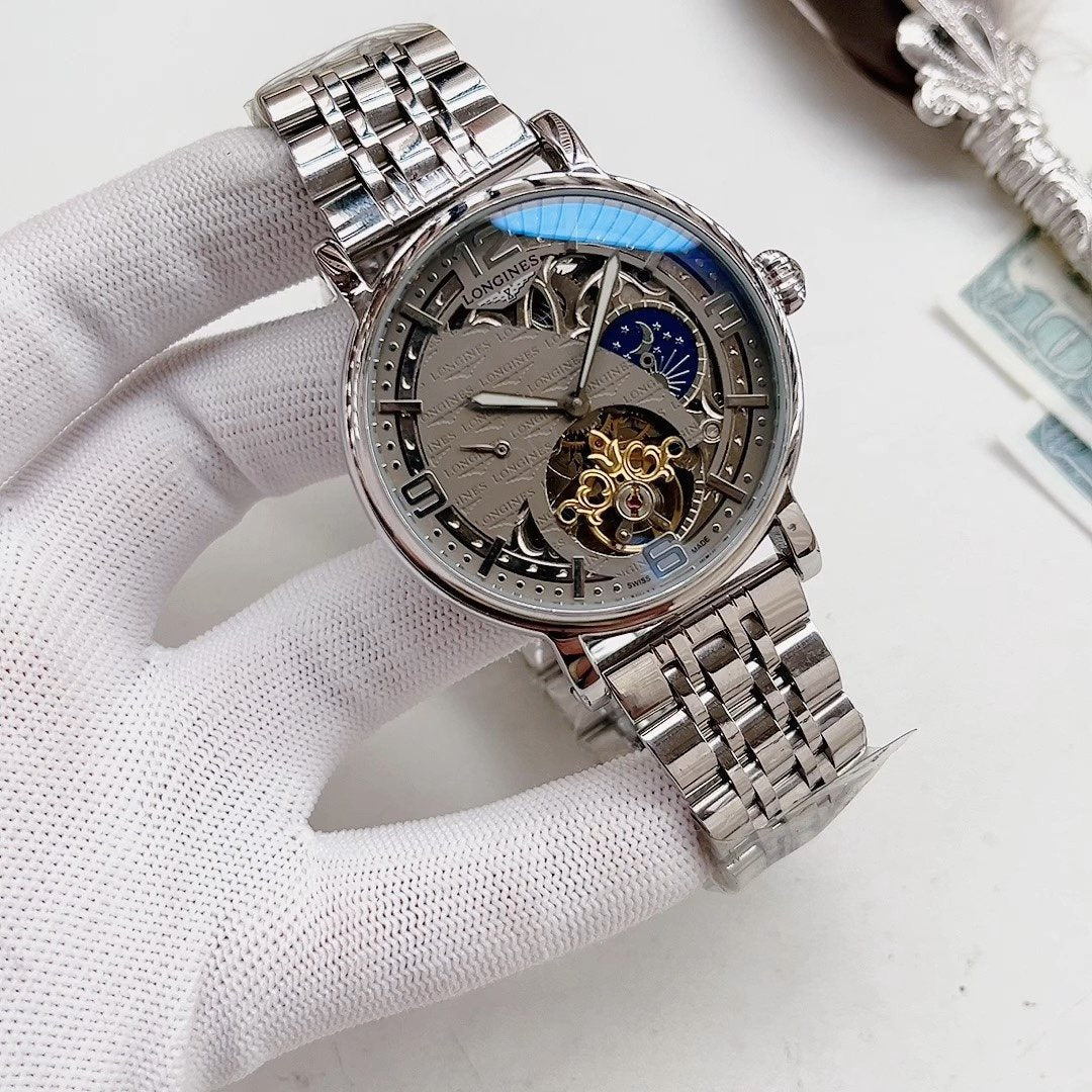 Gray Skeleton Dial Silver Bracelet Watch — hero