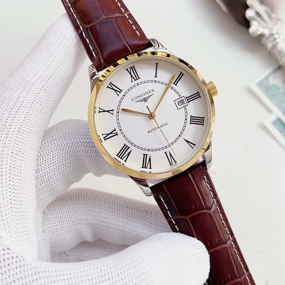 Longines Brown Leather Strap Watch — hero