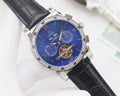 OMEGA Black Silver Blue Dial Strap Watch — front