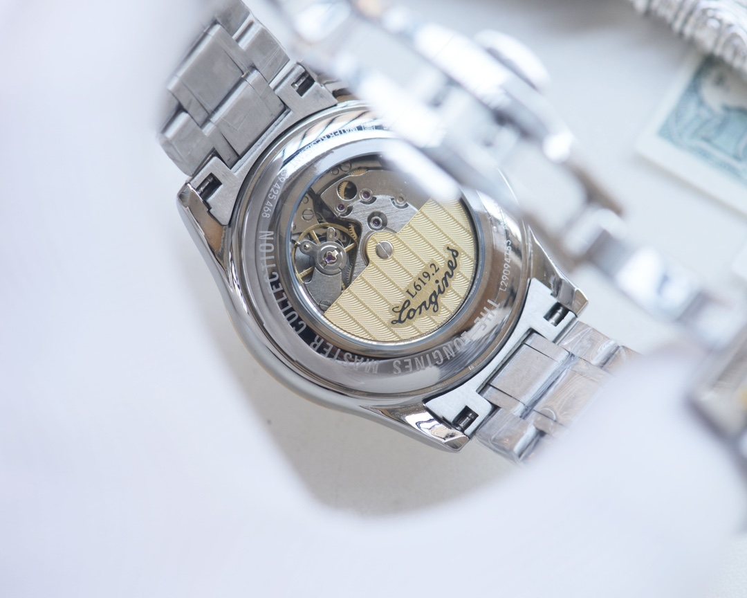 Longines Silver White Dial Watch — detail