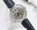 Cartier Silver Black Leather Strap Watch — hero