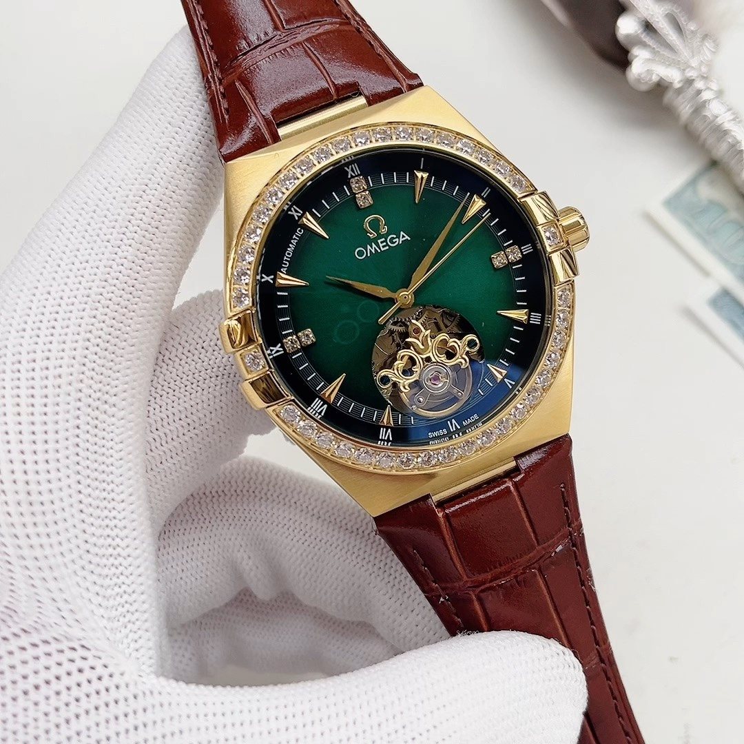 OMEGA Green Dial Gold-Tone Watch — hero