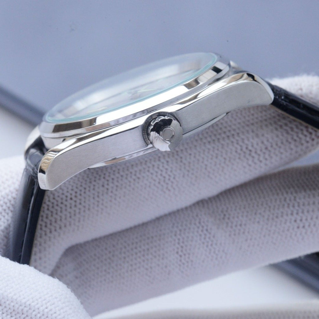 OMEGA Black Silver Bracelet Watch — side