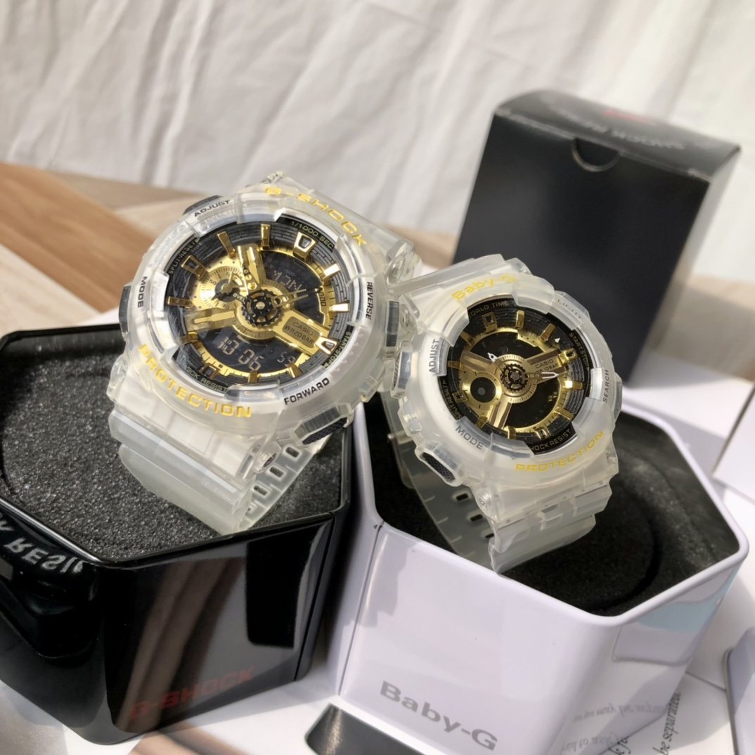 Casio Transparent White Couple Watch Set — front