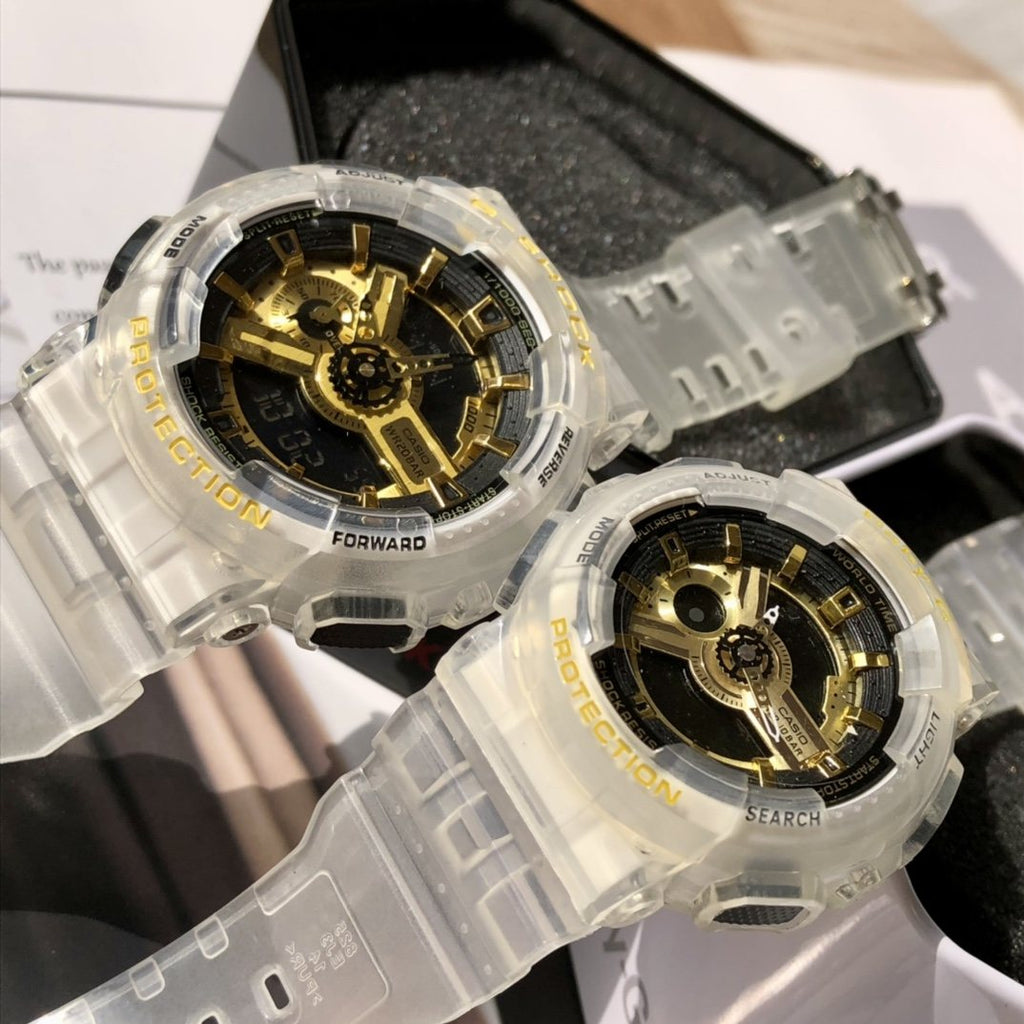 Casio Transparent White Couple Watch Set — front